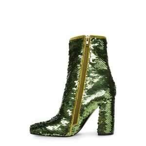 Steve Madden Lynden Green Sequin Ankle Boots SZ 7